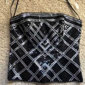 Black and silver sequins bustier